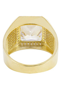 Mens Rock Crystal #2 Ring | 10K Solid Yellow Gold