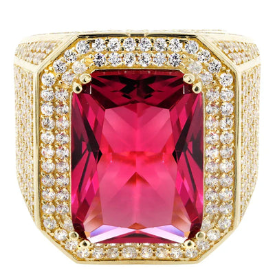 Mens Ruby Ring | 10K Solid Yellow Gold | Style #1