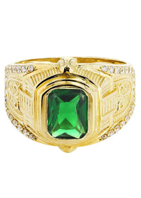 Mens Emerald Ring | 10K Solid Yellow Gold