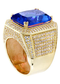 Mens Sapphire Ring | 10K Solid Yellow Gold | Style #2
