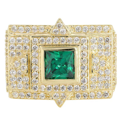 Mens Emerald  Ring | 10K Solid Yellow Gold