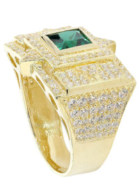Mens Emerald  Ring | 10K Solid Yellow Gold
