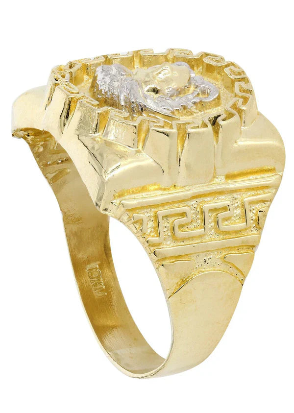Mens Medusa Style Ring | 10K Solid Yellow Gold