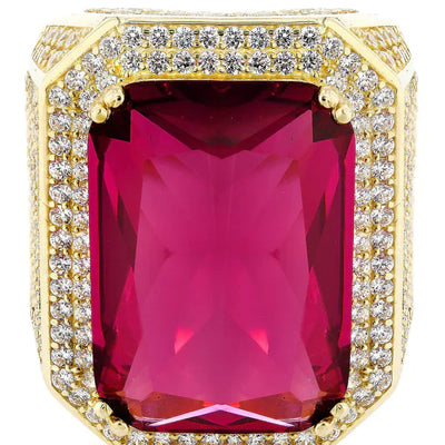 Mens Ruby Ring | 10K Solid Yellow Gold | Style #2