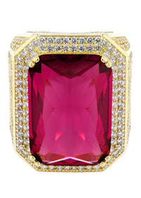 Mens Ruby Ring | 10K Solid Yellow Gold | Style #2