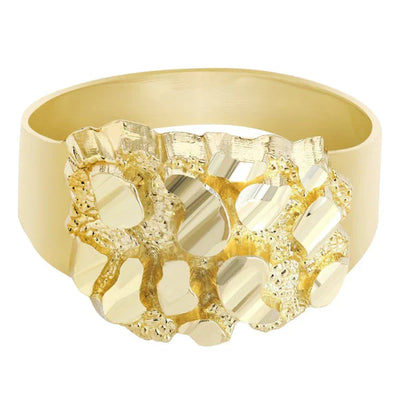 Mens Gold Nugget Ring | 10K Solid Yellow Gold