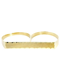 Mens Two Finger Ring | 10K Solid Yellow Gold | Engraving Available