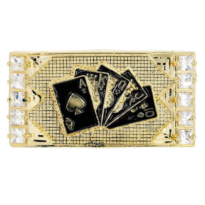 Mens Gold Cards Double Ring | 10K Solid Yellow Gold