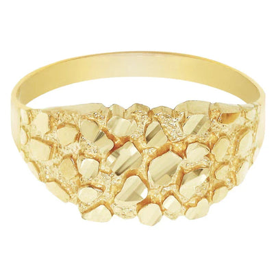 Mens Gold Nugget Ring | 10K Solid Yellow Gold