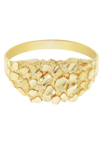 Mens Gold Nugget Ring | 10K Solid Yellow Gold