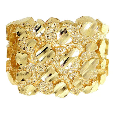 Mens Gold Nugget Ring | 10K Solid Yellow Gold