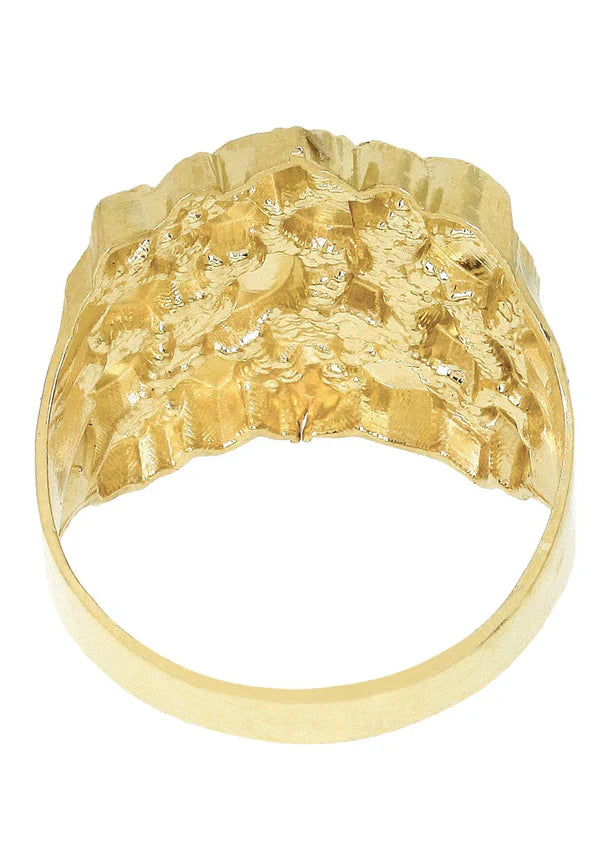 Mens Gold Nugget Ring | 10K Solid Yellow Gold