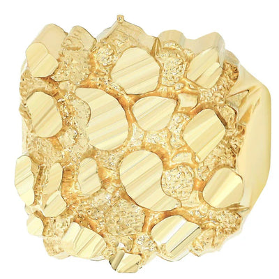 Mens Gold Nugget Ring | 10K Solid Yellow Gold