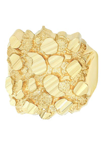 Mens Gold Nugget Ring | 10K Solid Yellow Gold
