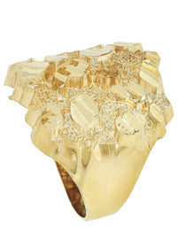 Mens Gold Nugget Ring | 10K Solid Yellow Gold