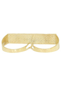 Mens Two Finger Ring | 10K Solid Yellow Gold | Engraving Available | Style #2