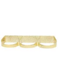 Mens Three Finger Ring | 10K Solid Yellow Gold | Engraving Available | Style#3