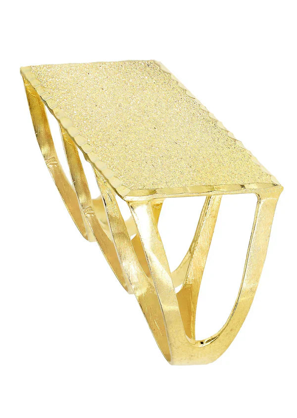 Mens Three Finger Ring | 10K Solid Yellow Gold | Engraving Available | Style#2