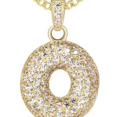 10K Yellow Gold Bubble Letter "O" CZ Necklace | Appx. 4.6 Grams
