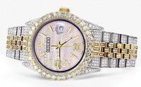 Iced Out Rolex Datejust | 36MM | Pink Diamond Dial | Two Tone | Diamond Jubilee Band | 10 Carats of Diamonds