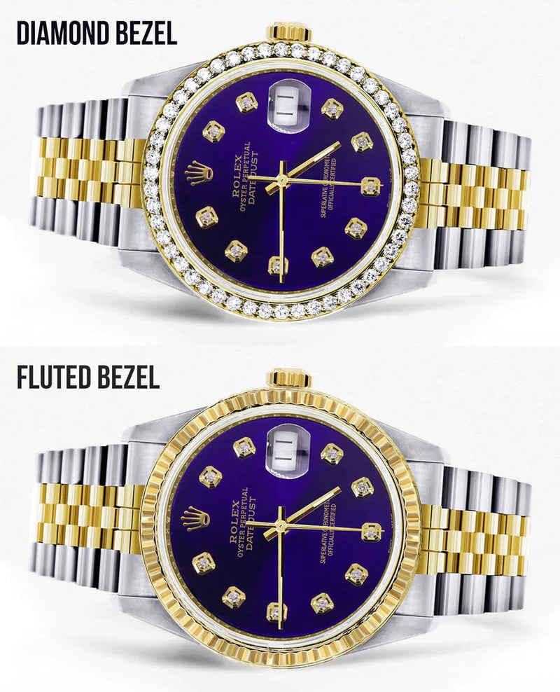Rolex Datejust Watch 16013 for Men | 36MM | Diamond Royal Blue Dial  | Jubilee Band