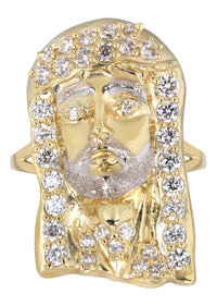 Mens Jesus Pinky Ring | 10K Solid Yellow Gold | Style #2