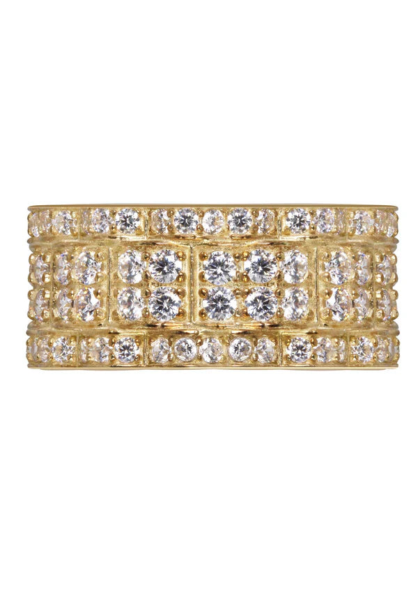 Mens Eternity Wedding Band Pinky Ring | 10K Solid Yellow Gold | Style #3