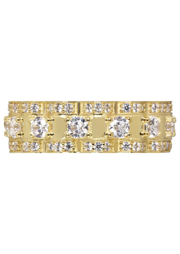 Mens Eternity Wedding BandPinky Ring | 10K Solid Yellow Gold | Style #1