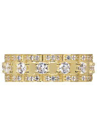 Mens Eternity Wedding Band Pinky Ring | 10K Solid Yellow Gold | Style #2