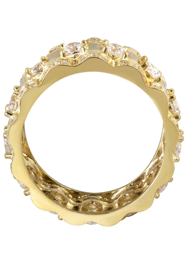 Mens Eternity Wedding Band Pinky Ring | 10K Solid Yellow Gold | Style #2