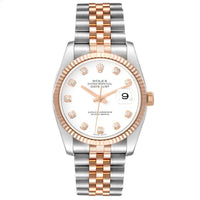 Rolex Datejust 116231 | 36MM | Rose Gold White  Diamond Dial | 18KT TWO TONE