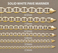 solid white pave mariner chain