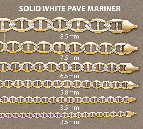 solid white pave mariner chain