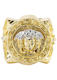 Mens Medusa Style Ring | 10K Solid Yellow Gold
