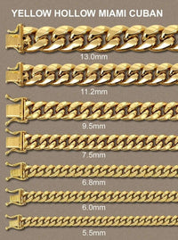 Hollow Miami Cuban Link Bracelet 10K/14K - Yellow Gold