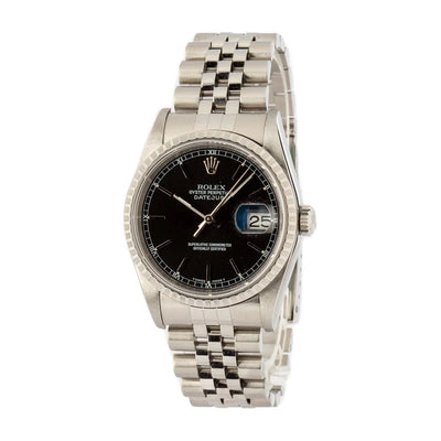 Rolex Datejust Watch 16220 for Men | 36MM | Black Dial | Stainless Steel | Jubilee Band